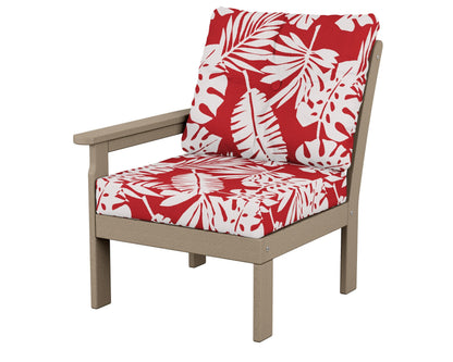 POLYWOOD® Vineyard Modular Left Arm Chair in Vintage Sahara / Leaf Crimson