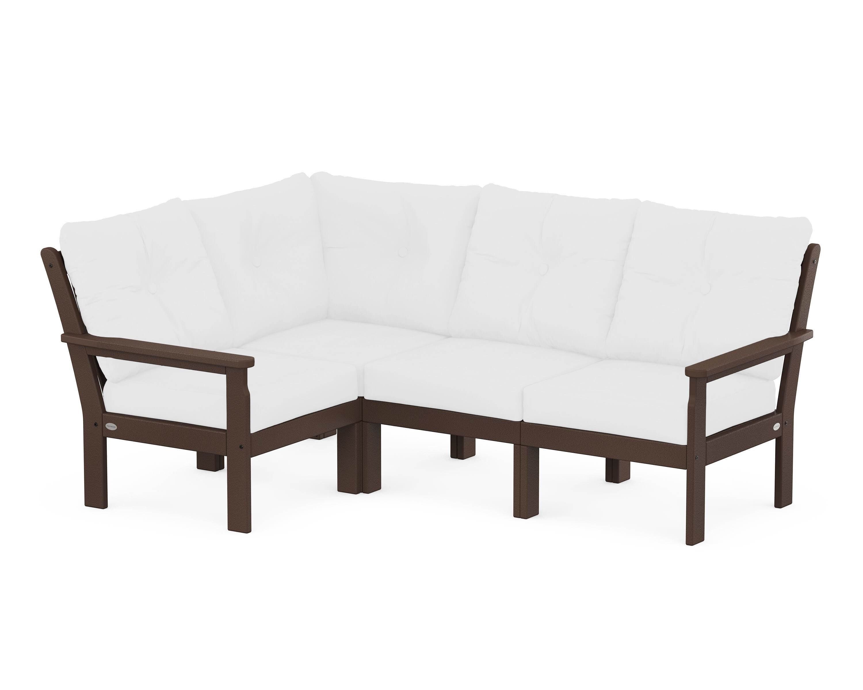 POLYWOOD® Vineyard 4-Piece Sectional in Mahogany / Natural