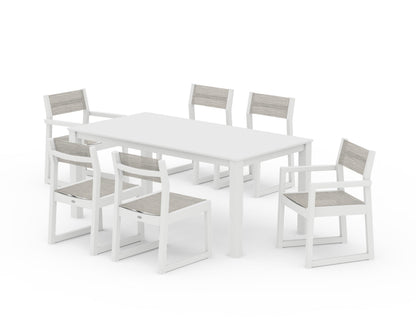 POLYWOOD® EDGE Sling 7-Piece Parsons Dining Set in White / Birch Sling