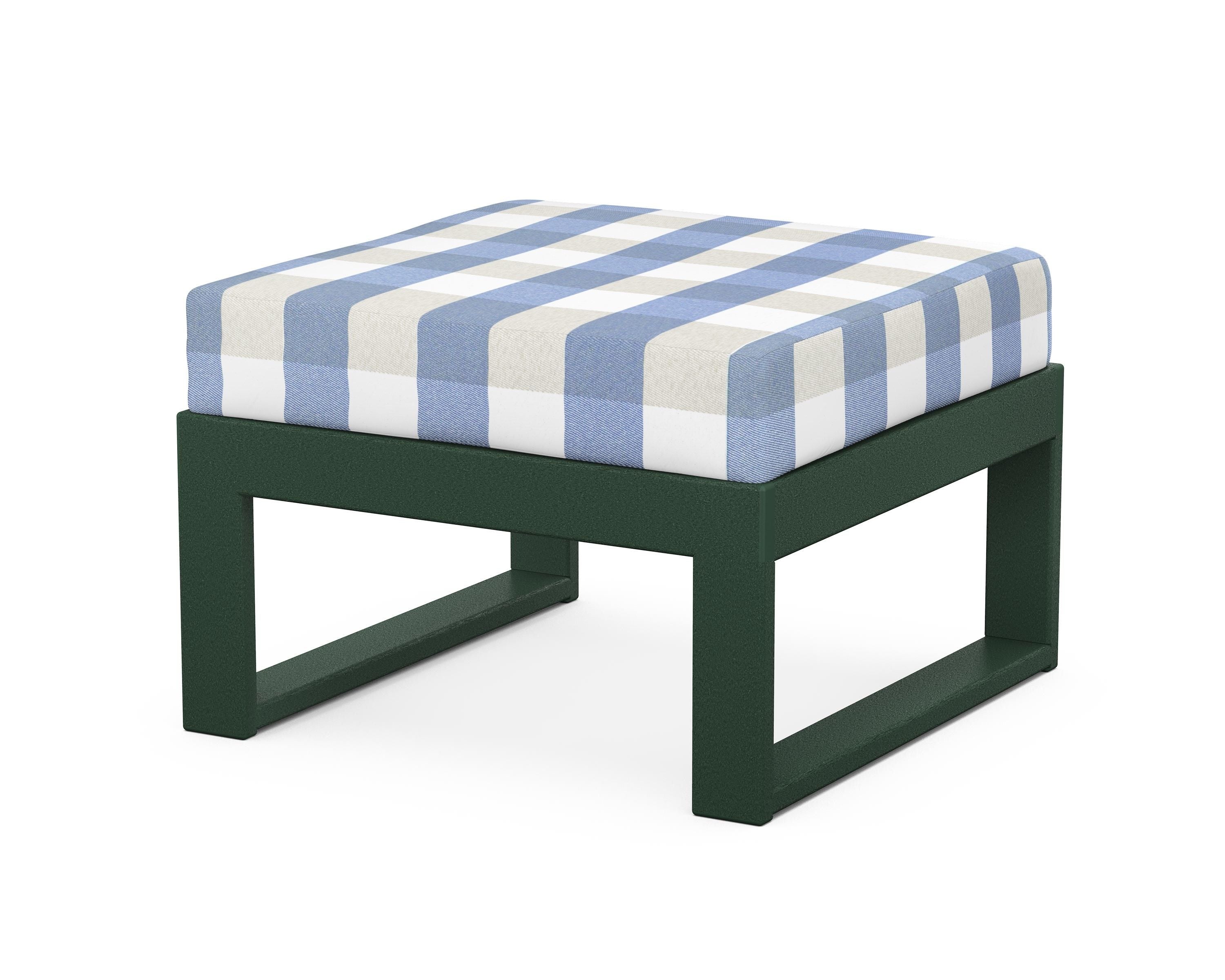 Unbranded Modular Ottoman - Modern in Green / Buffalo Plaid Sky Blue