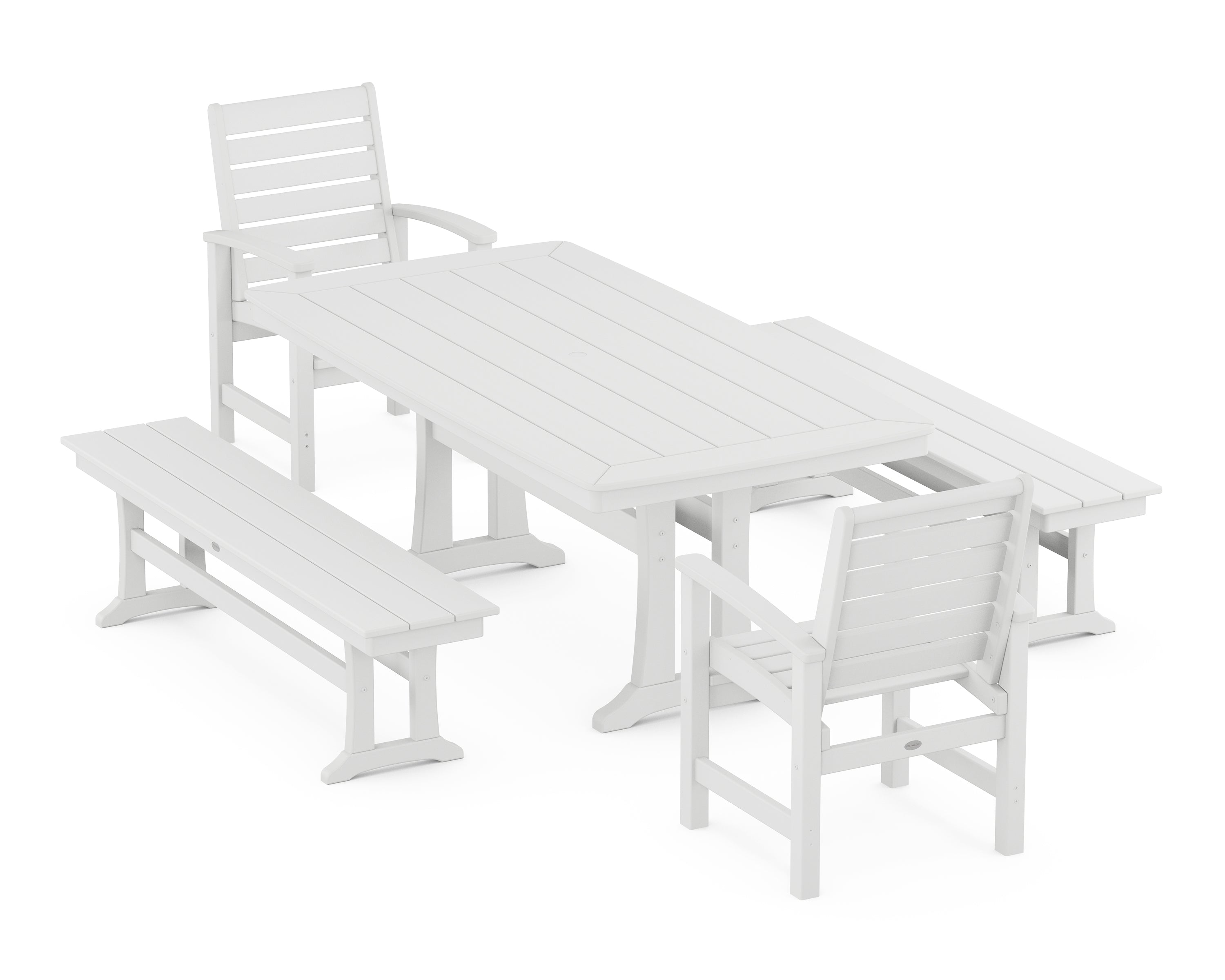 POLYWOOD® Signature 5-Piece Dining Set with Trestle Legs in White
