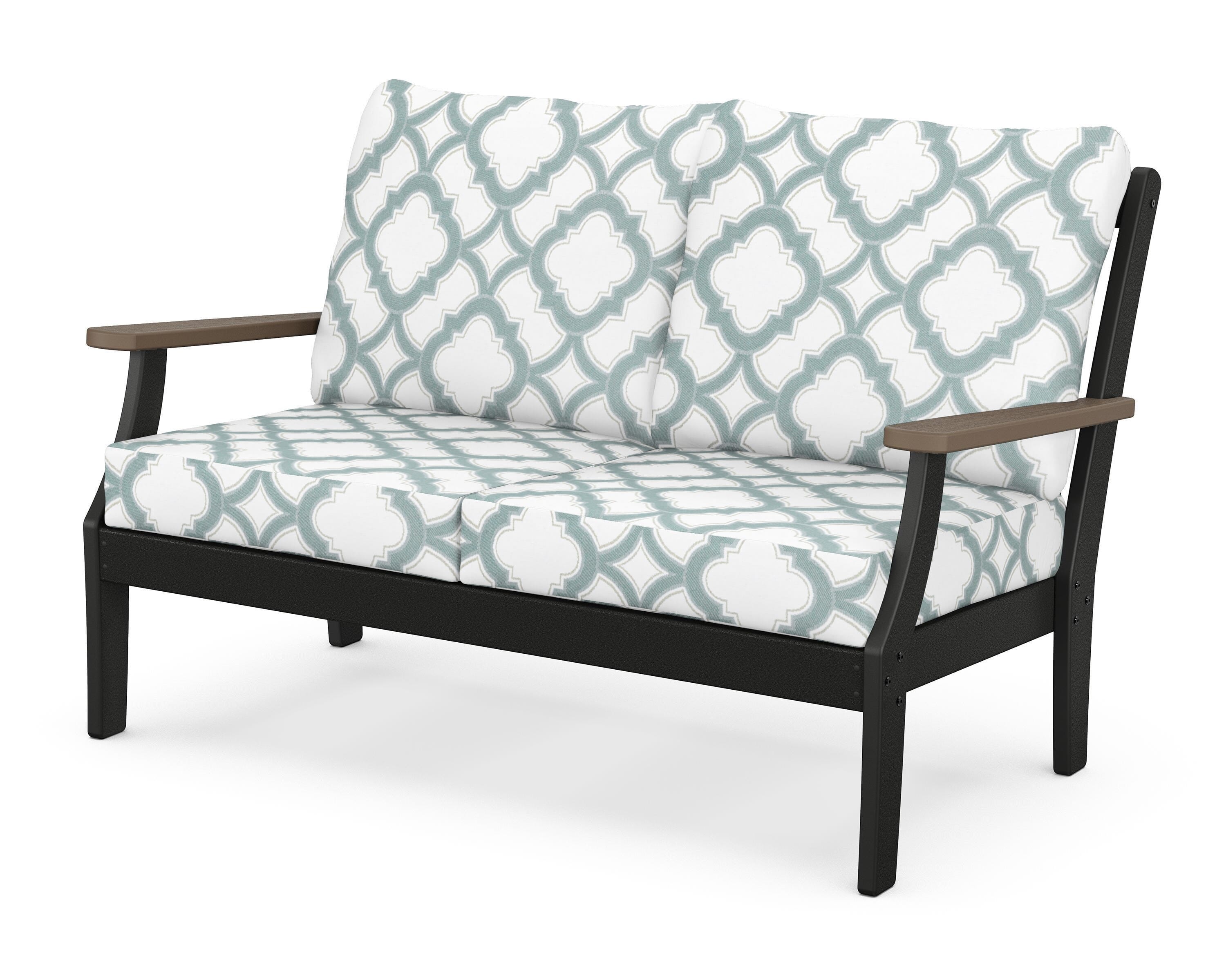 POLYWOOD® Braxton Deep Seating Loveseat in Black / Kona / Trellis Glacier Spa