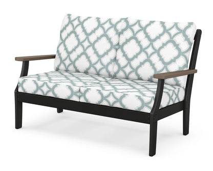 POLYWOOD® Braxton Deep Seating Loveseat in Black / Kona / Trellis Glacier Spa