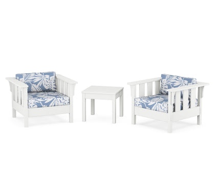 Martha Stewart by POLYWOOD® Acadia 3-Piece Deep Seating Set in White / Leaf Sky Blue