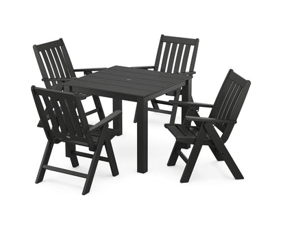 POLYWOOD® Vineyard Folding Chair 5-Piece Parsons Dining Set in Black
