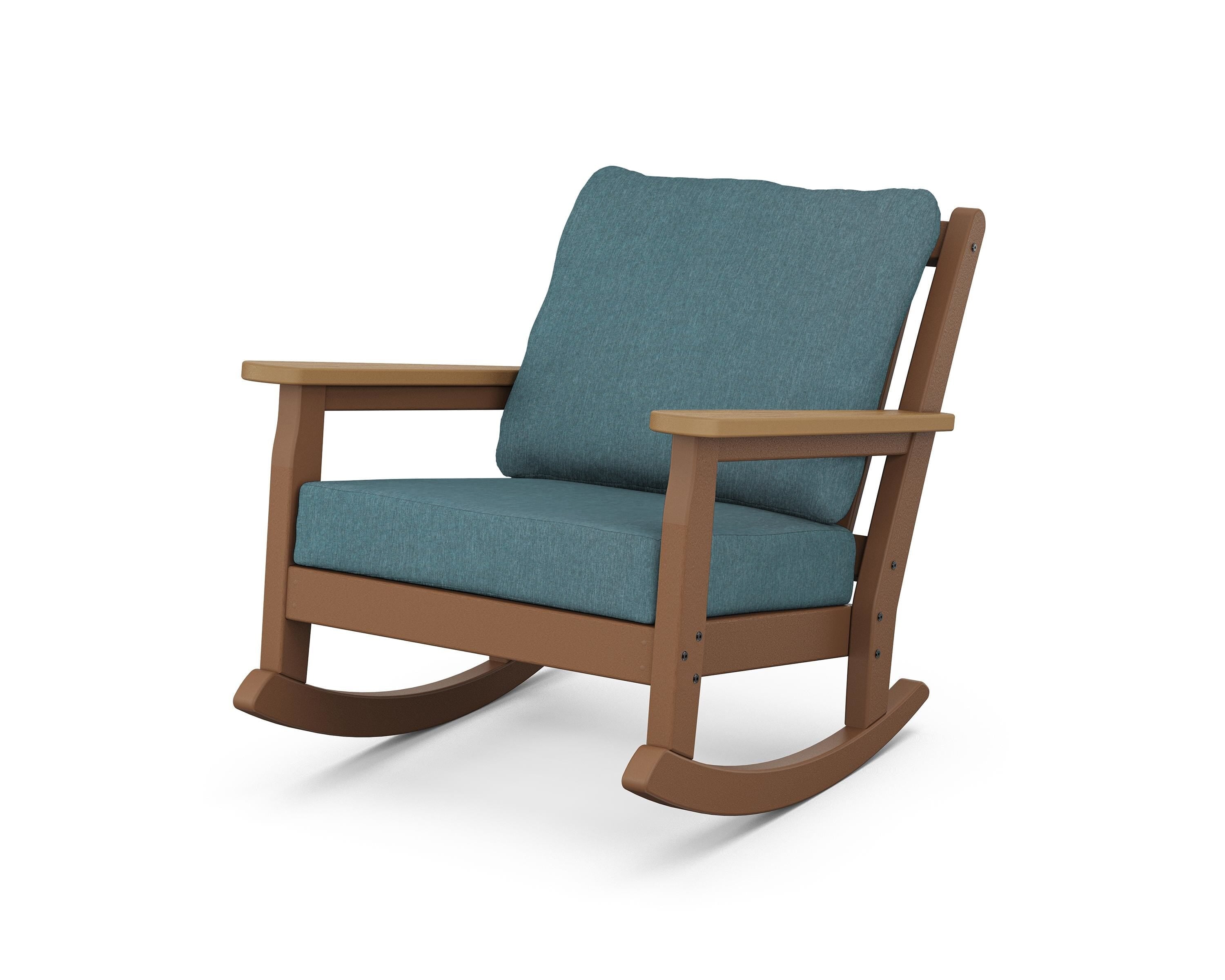 POLYWOOD® Chippendale Deep Seating Rocking Chair in Teak / Natural / Ocean Teal