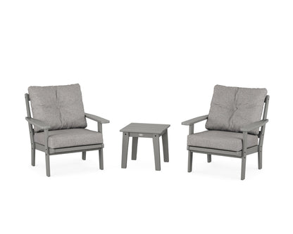 POLYWOOD® Oxford 3-Piece Deep Seating Set in Slate Grey / Grey Mist