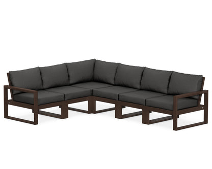 POLYWOOD® EDGE 6-Piece Modular Deep Seating Set in Mahogany / Spectrum Carbon
