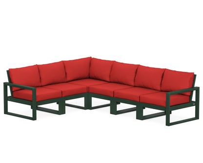 POLYWOOD® EDGE 6-Piece Modular Deep Seating Set in Green / Crimson Linen