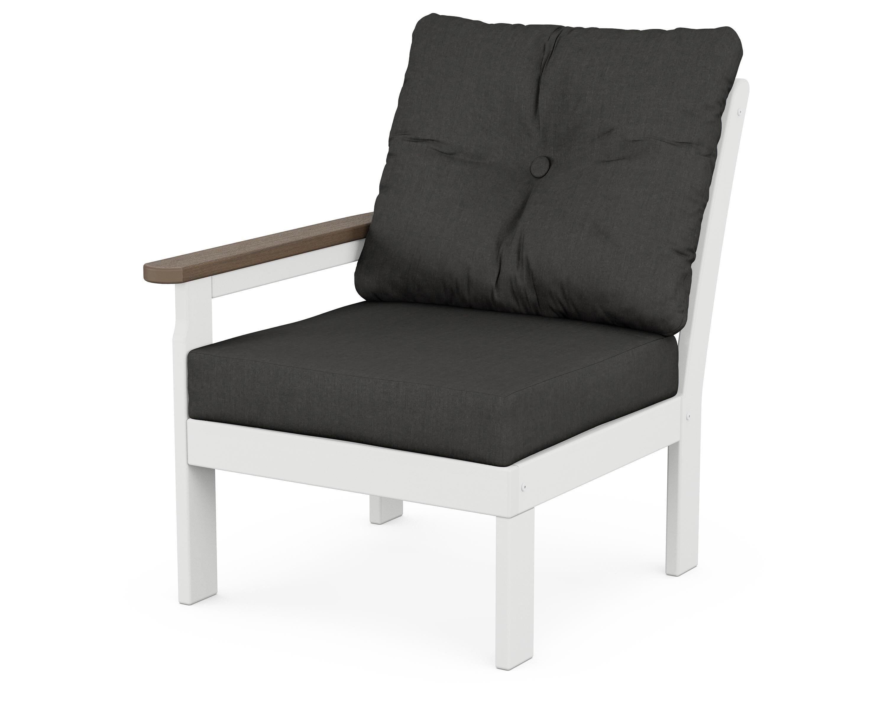POLYWOOD® Vineyard Modular Left Arm Chair in White / Kona / Spectrum Carbon