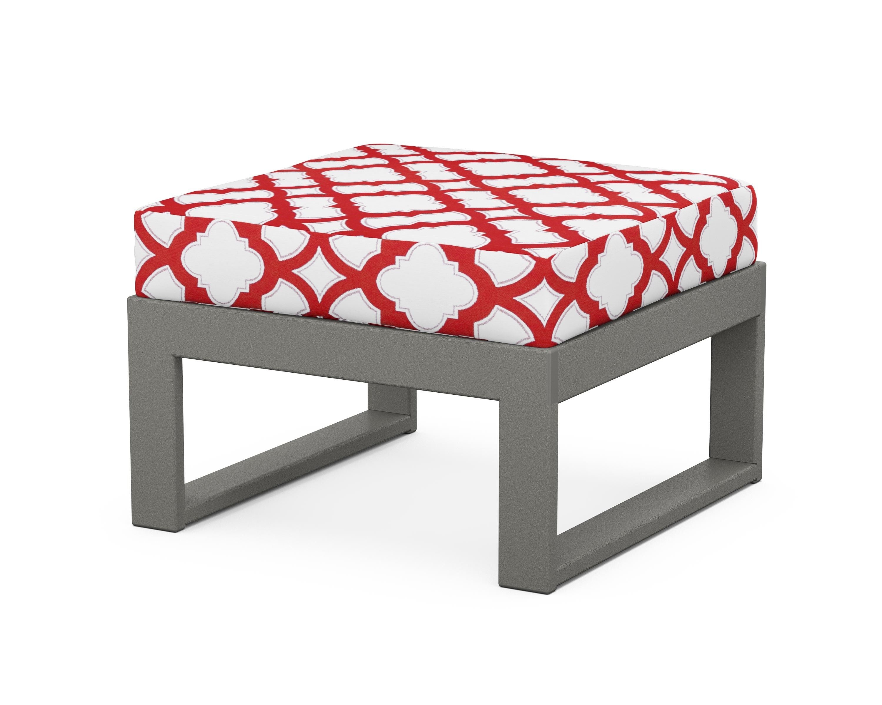 Unbranded Modular Ottoman - Modern in Slate Grey / Trellis Crimson