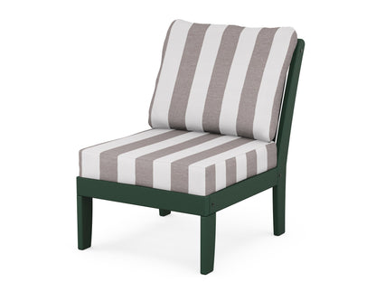POLYWOOD® Braxton Modular Armless Chair in Green / Cabana Stripe Grey Mist
