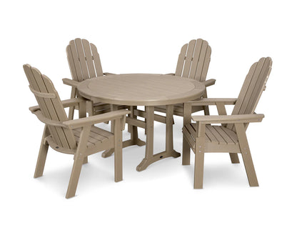 Vineyard Curveback Adirondack 5-Piece Nautical Trestle Dining Set