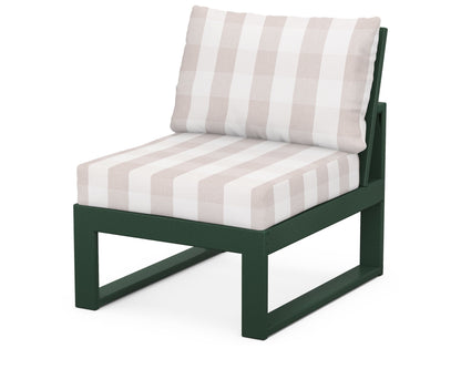 Unbranded Modular Armless Chair in Green / Buffalo Plaid Dune Burlap