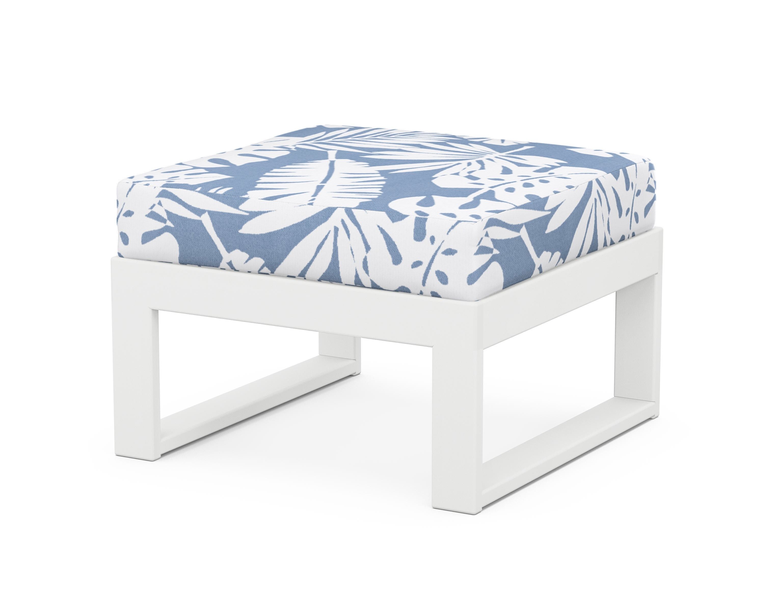 Unbranded Modular Ottoman - Modern in White / Leaf Sky Blue