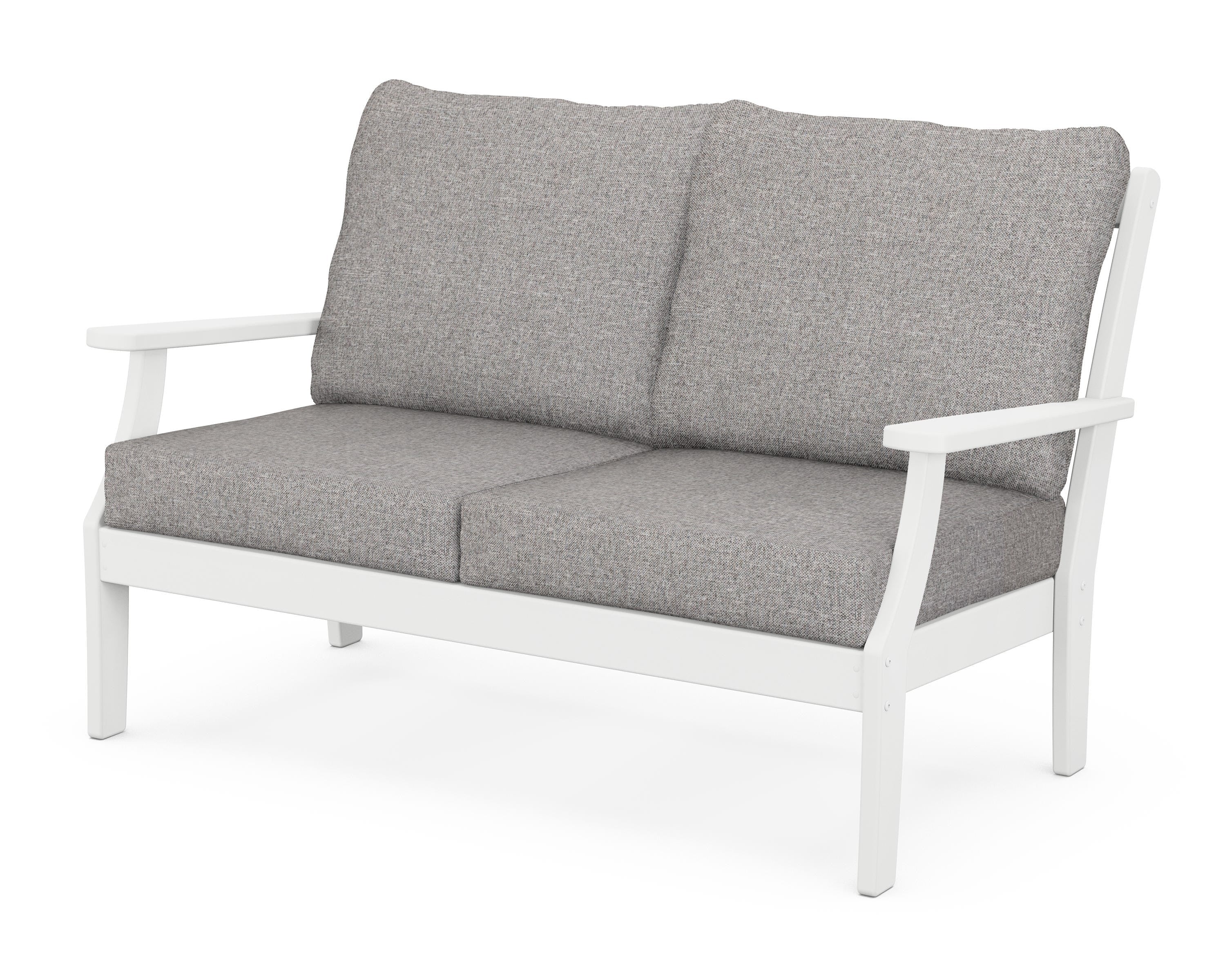 POLYWOOD® Braxton Deep Seating Loveseat in White / Grey Mist