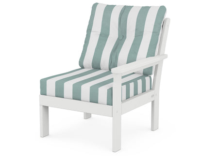 POLYWOOD® Vineyard Modular Right Arm Chair in White / Cabana Stripe Glacier Spa
