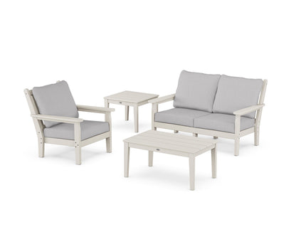 POLYWOOD® Chippendale 4-Piece Deep Seating Set in Sand / Granite