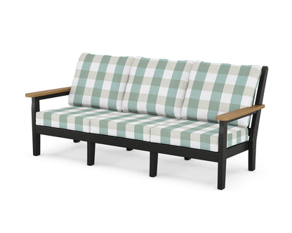 POLYWOOD® Chippendale Deep Seating Sofa in Black / Natural / Buffalo Plaid Glacier Spa