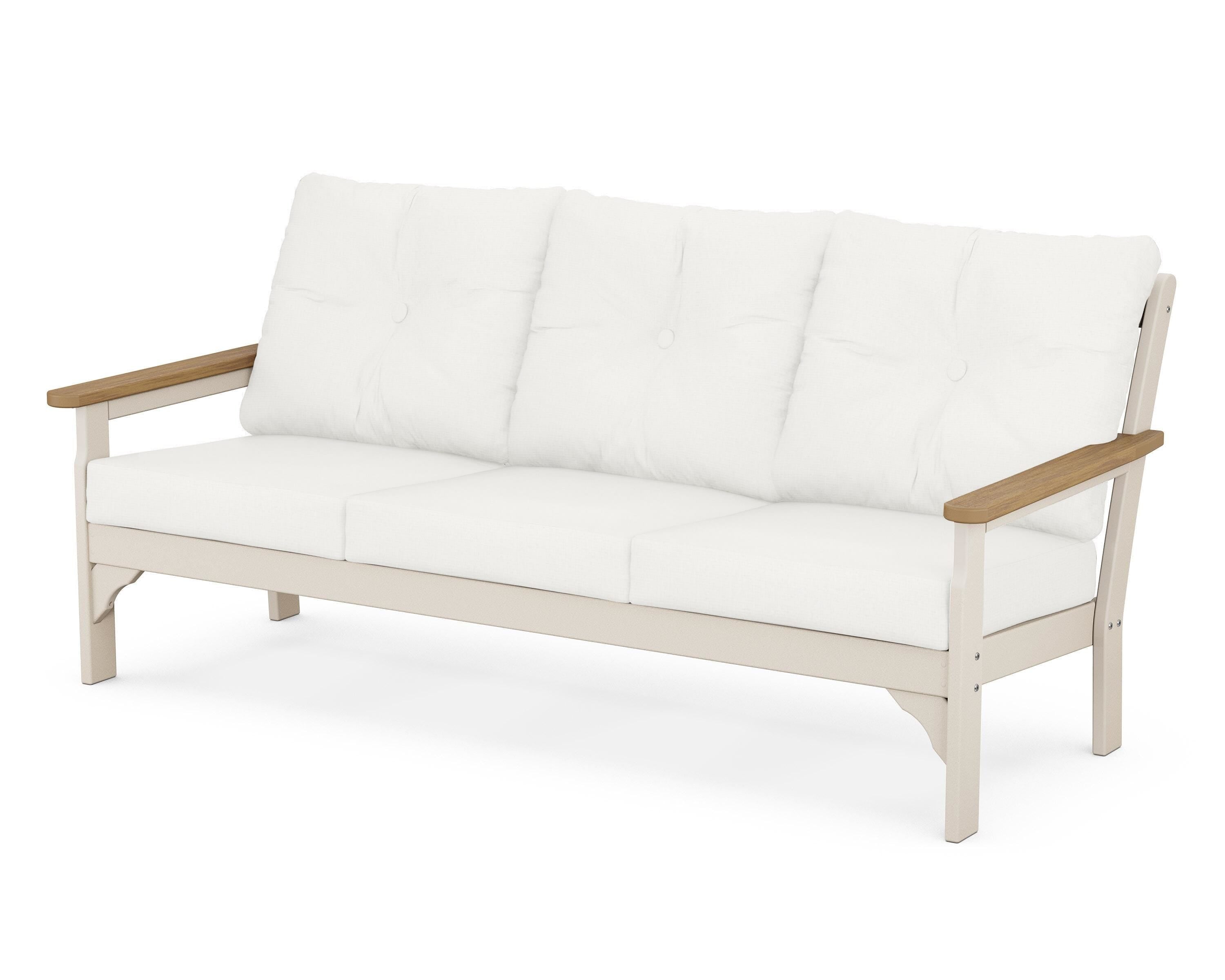 POLYWOOD® Vineyard Deep Seating Sofa in Sand / Natural / Natural Linen