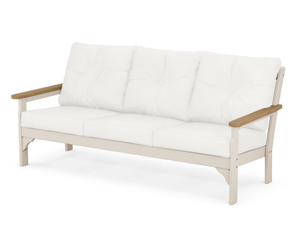 POLYWOOD® Vineyard Deep Seating Sofa in Sand / Natural / Natural Linen