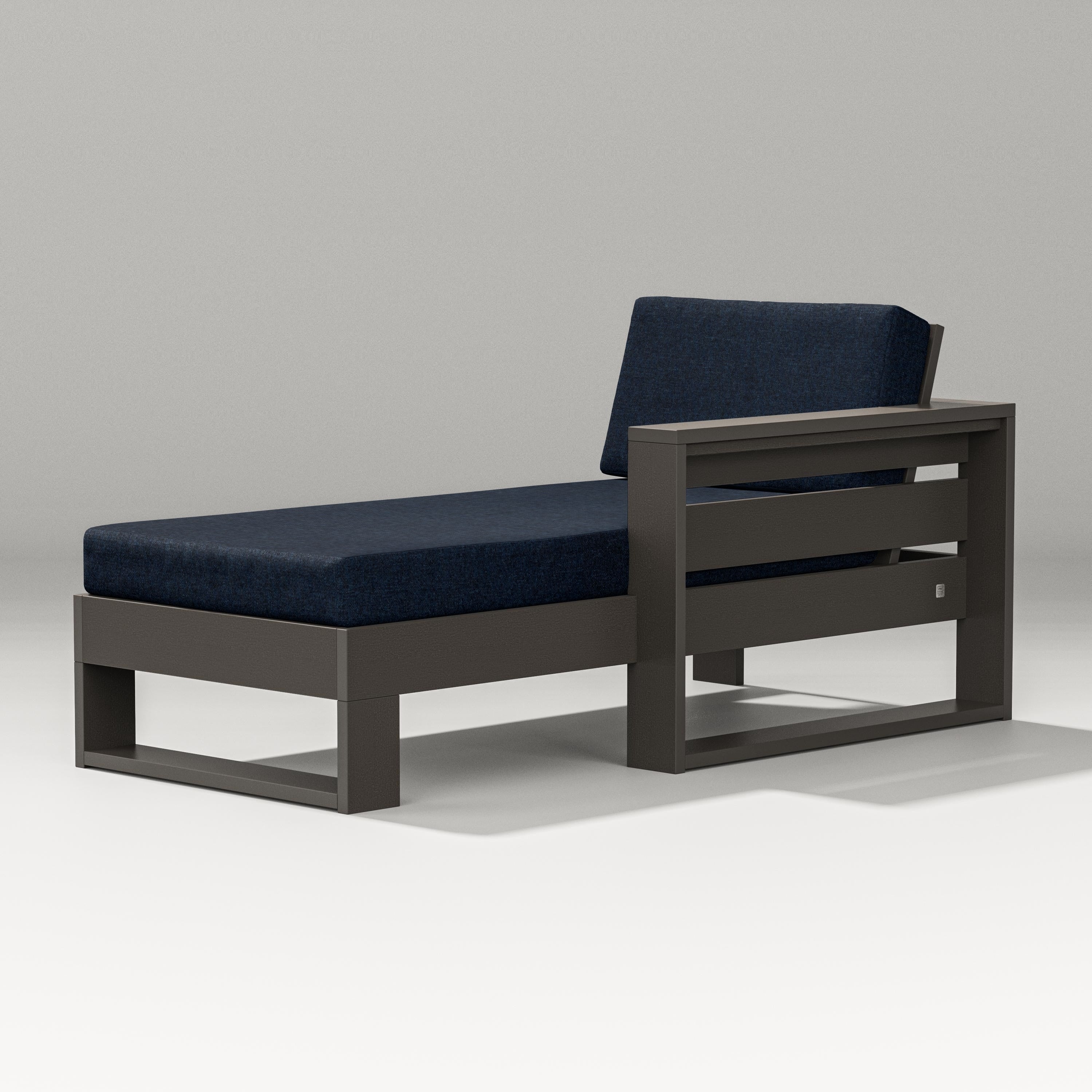 PW Designer Series Latitude Modular Right Arm Chaise in Vintage Coffee / Marine Indigo