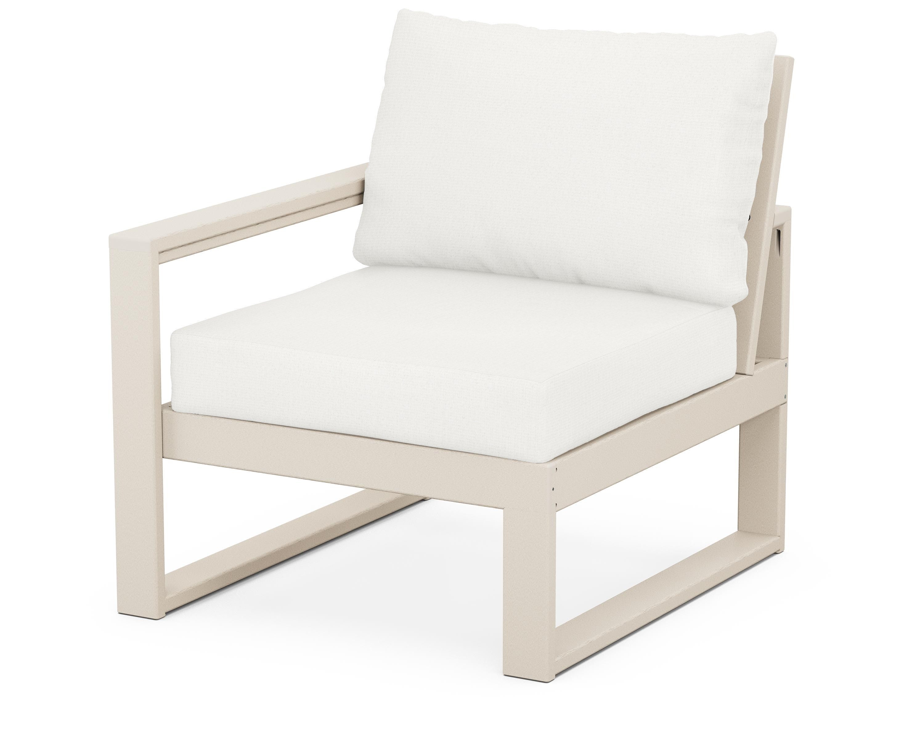 POLYWOOD® EDGE Modular Left Arm Chair in Sand / Natural Linen