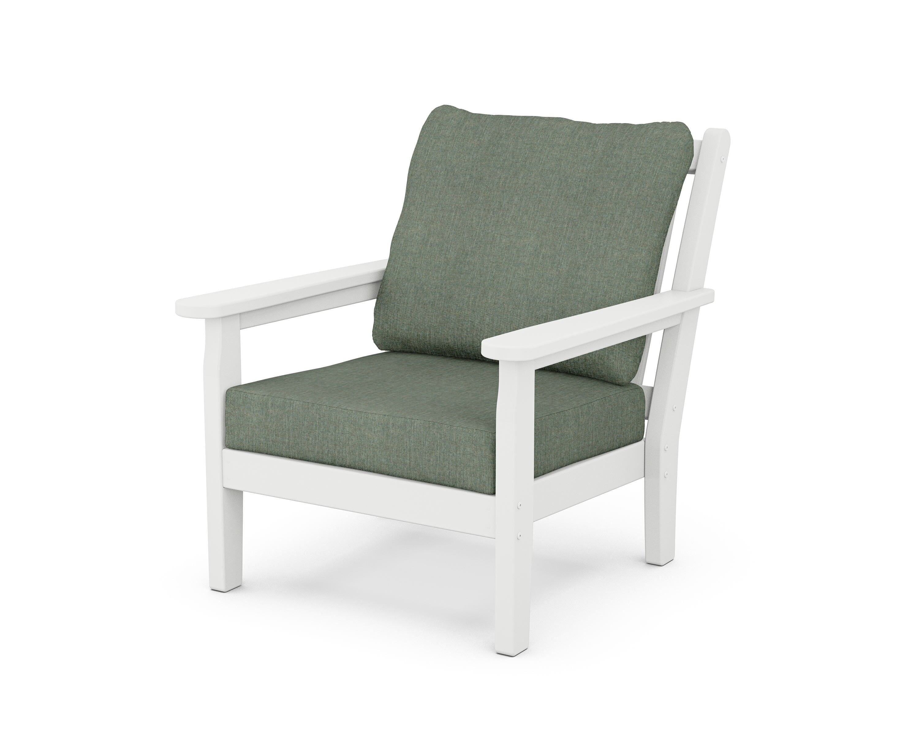 POLYWOOD® Chippendale Deep Seating Chair in White / Cast Sage