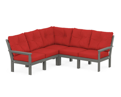 POLYWOOD® Vineyard 5-Piece Sectional in Slate Grey / Crimson Linen