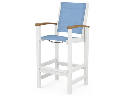 POLYWOOD® Coastal Bar Chair in White / Natural / Poolside Sling