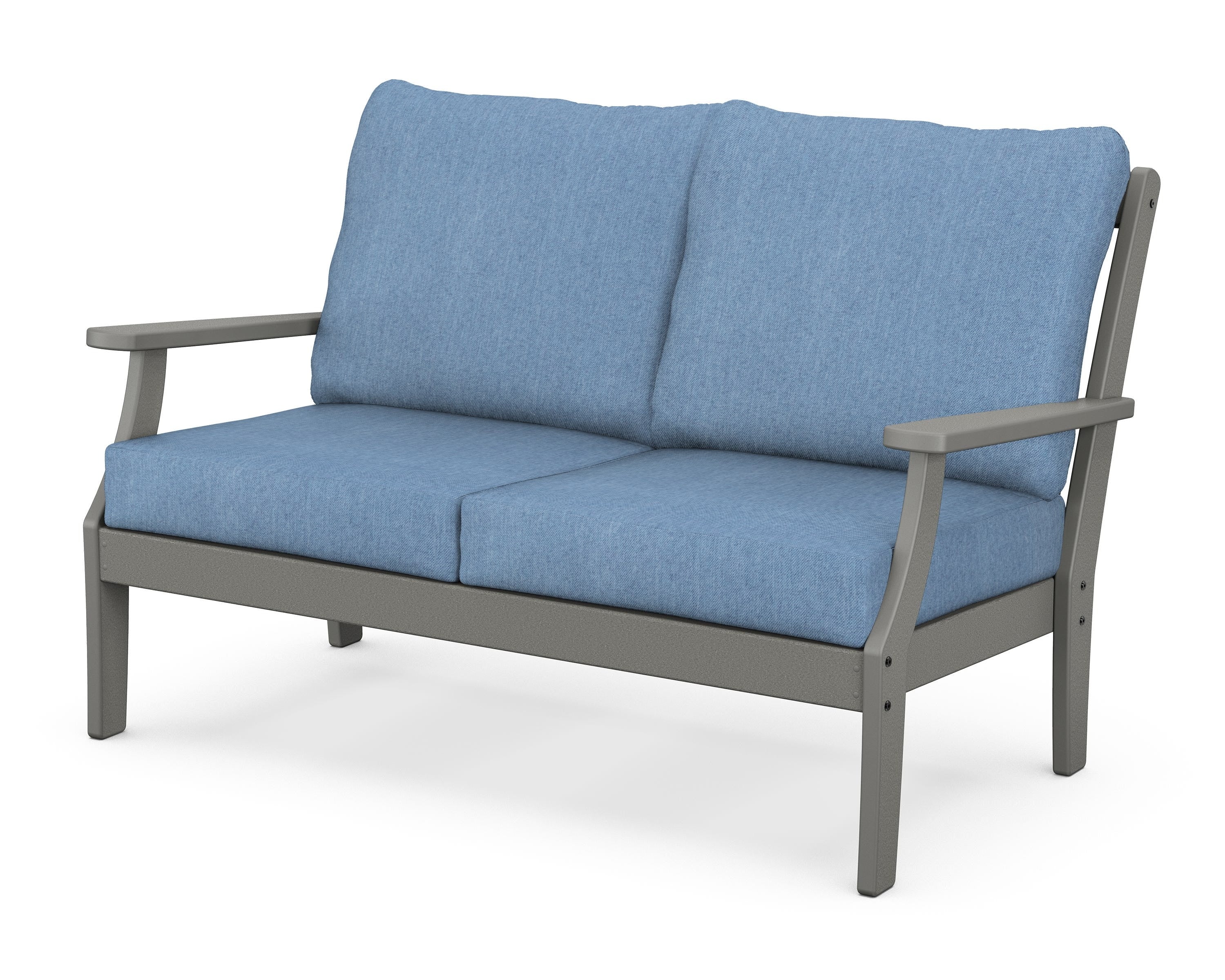 POLYWOOD® Braxton Deep Seating Loveseat in Slate Grey / Sky Blue