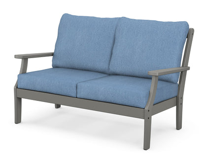 POLYWOOD® Braxton Deep Seating Loveseat in Slate Grey / Sky Blue