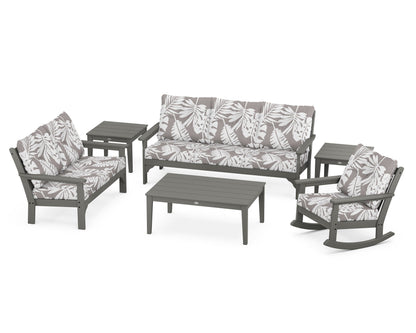 POLYWOOD® Vineyard 6-Piece Deep Seating Set in Slate Grey / Leaf Grey Mist