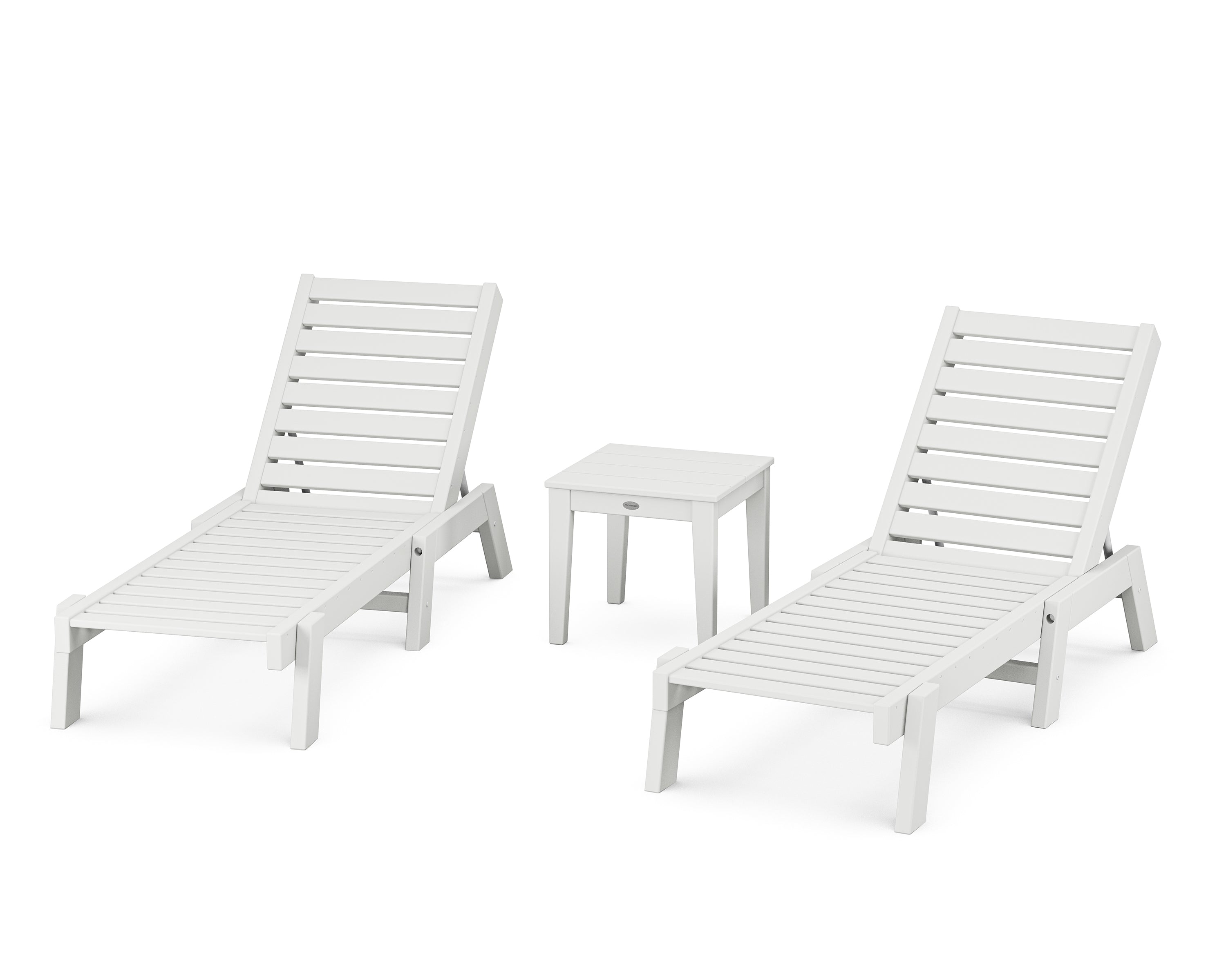 POLYWOOD® Captain Chaise 3-Piece Set in White