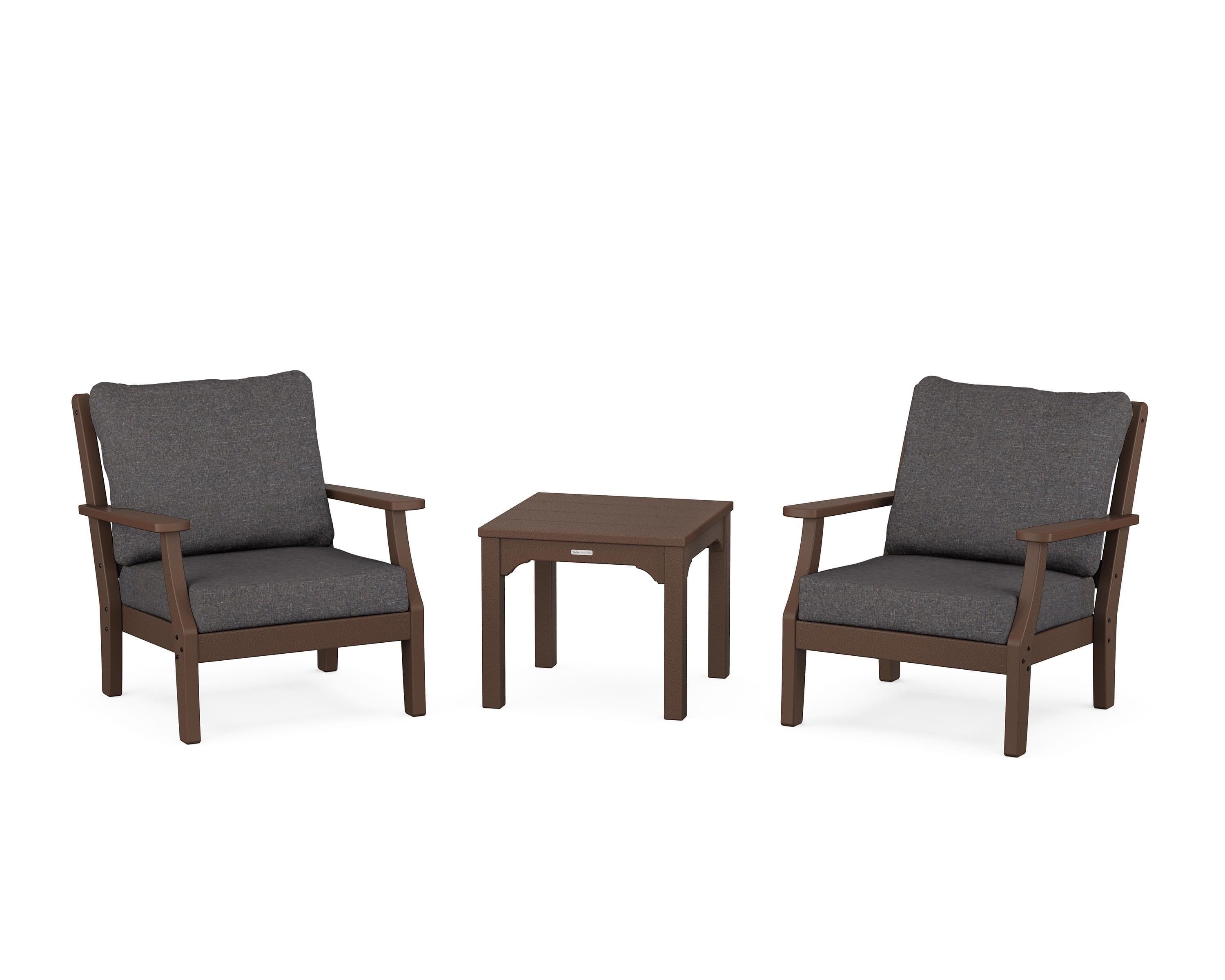 Martha Stewart by POLYWOOD® Chinoiserie 3-Piece Deep Seating Set in Mahogany / Ash Charcoal