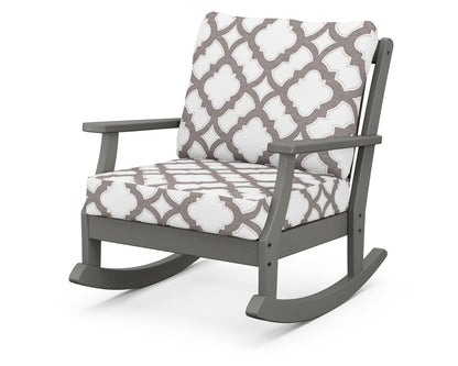 POLYWOOD® Braxton Deep Seating Rocking Chair in Slate Grey / Trellis Grey Mist