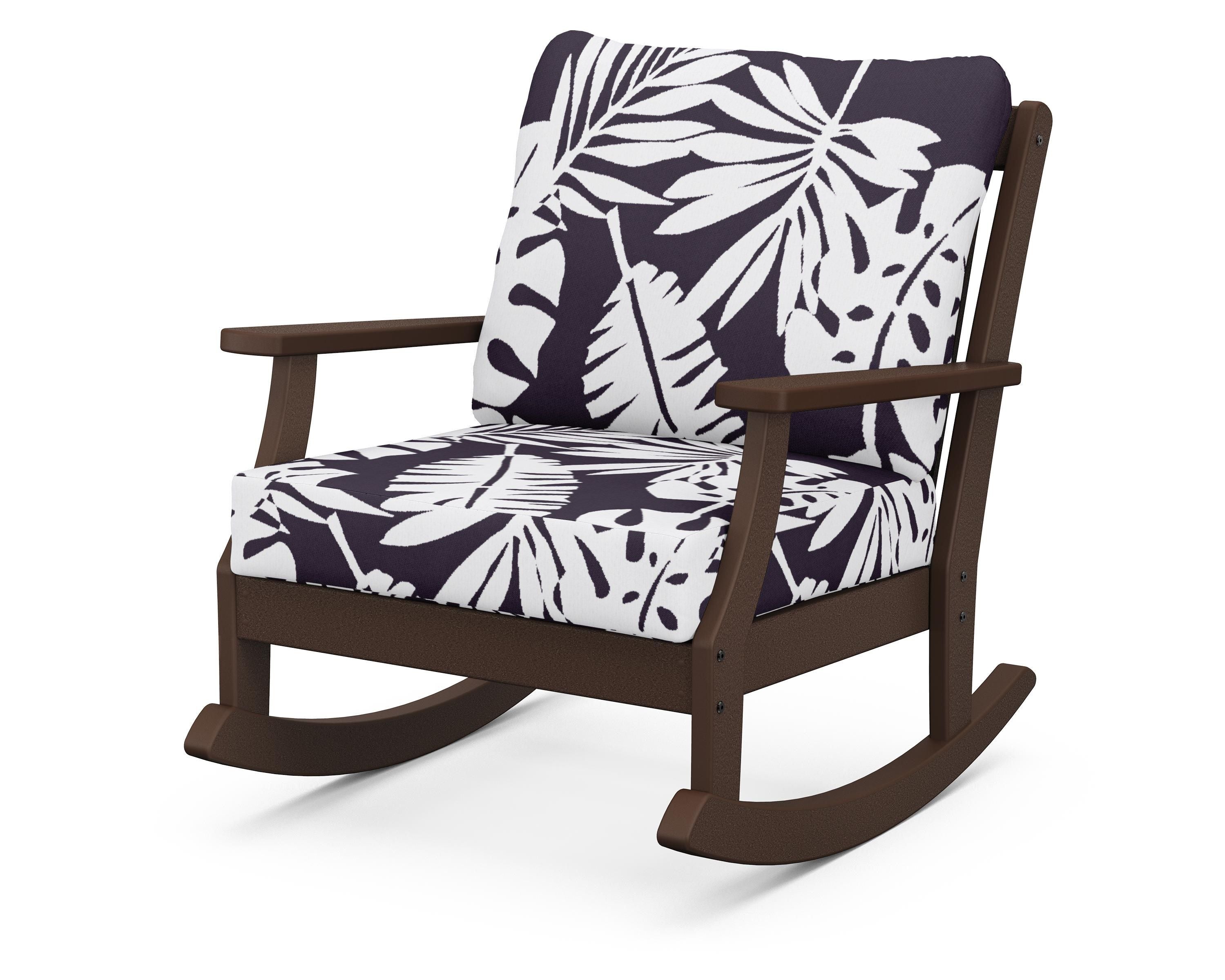 POLYWOOD® Braxton Deep Seating Rocking Chair in Mahogany / Leaf Navy