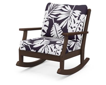 POLYWOOD® Braxton Deep Seating Rocking Chair in Mahogany / Leaf Navy