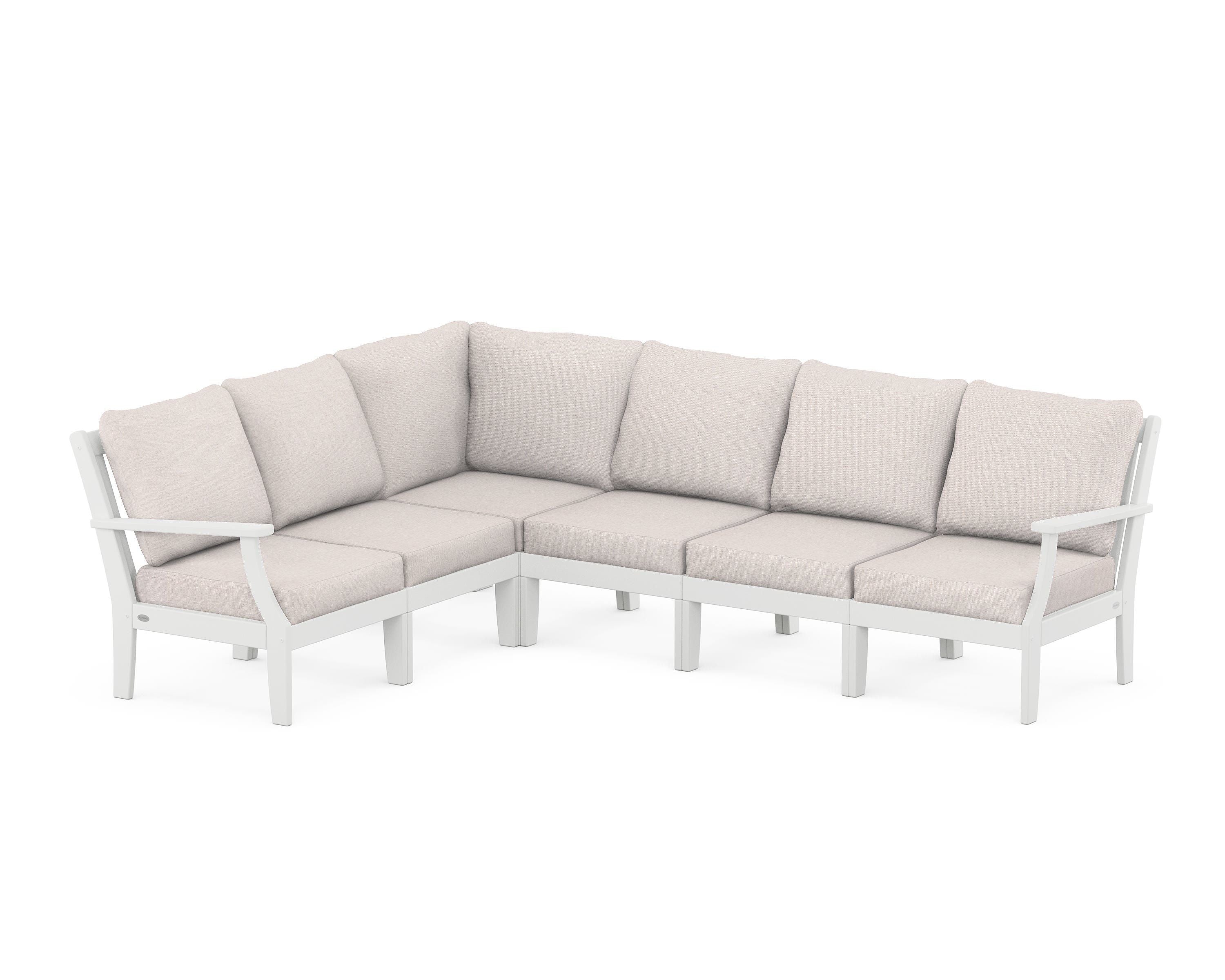 POLYWOOD® Braxton Modular 6-Piece Deep Seating Set in White / Dune Burlap