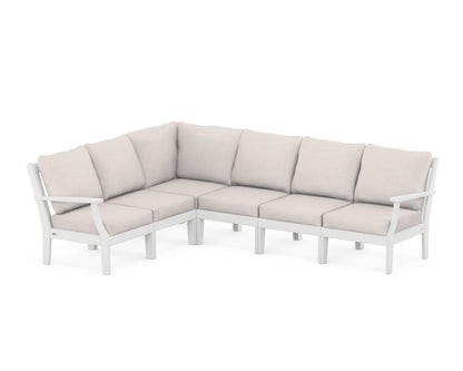 POLYWOOD® Braxton Modular 6-Piece Deep Seating Set in White / Dune Burlap