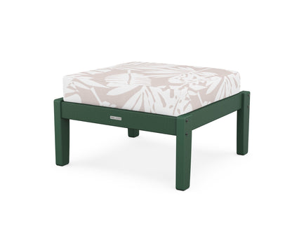 Martha Stewart by POLYWOOD® Chinoiserie Deep Seating Ottoman in Green / Leaf Dune Burlap