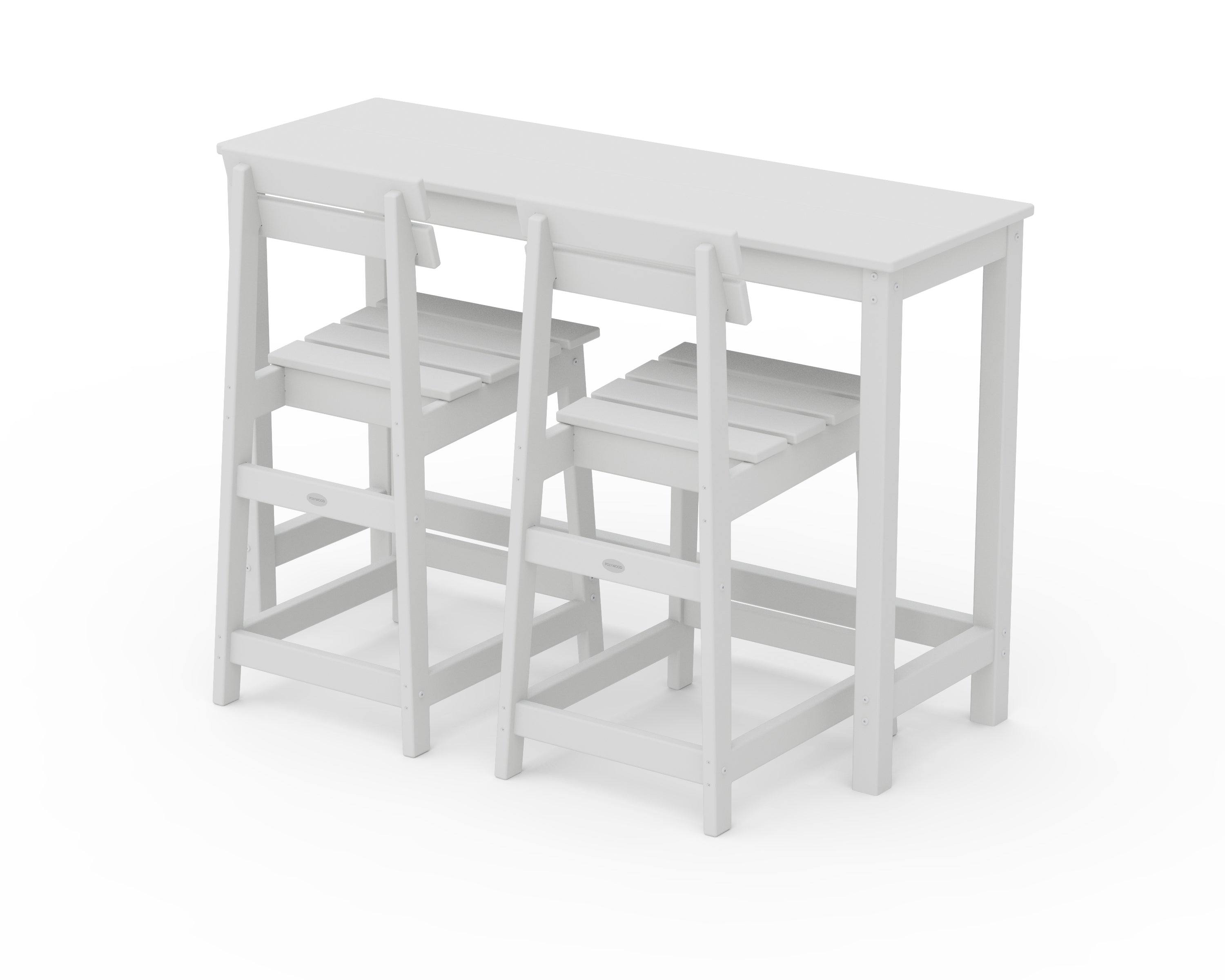 POLYWOOD® Modern Studio Plaza Counter Chair 3-Piece Balcony Set in White