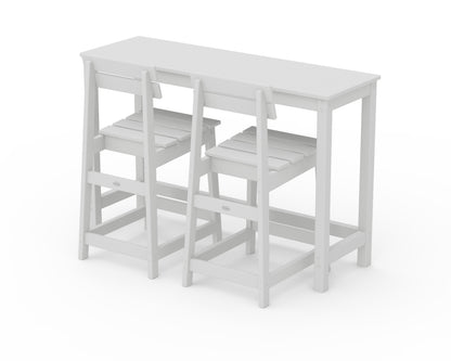 POLYWOOD® Modern Studio Plaza Counter Chair 3-Piece Balcony Set in White
