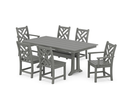 POLYWOOD® Chippendale 7-Piece Farmhouse Trestle Dining Set in Slate Grey