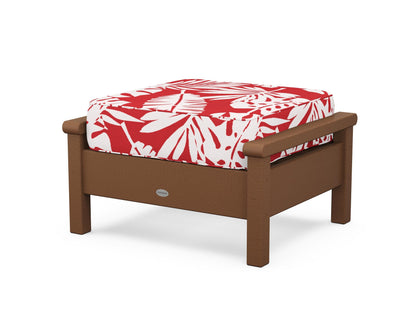 POLYWOOD® Harbour Deep Seating Ottoman in Teak / Leaf Crimson
