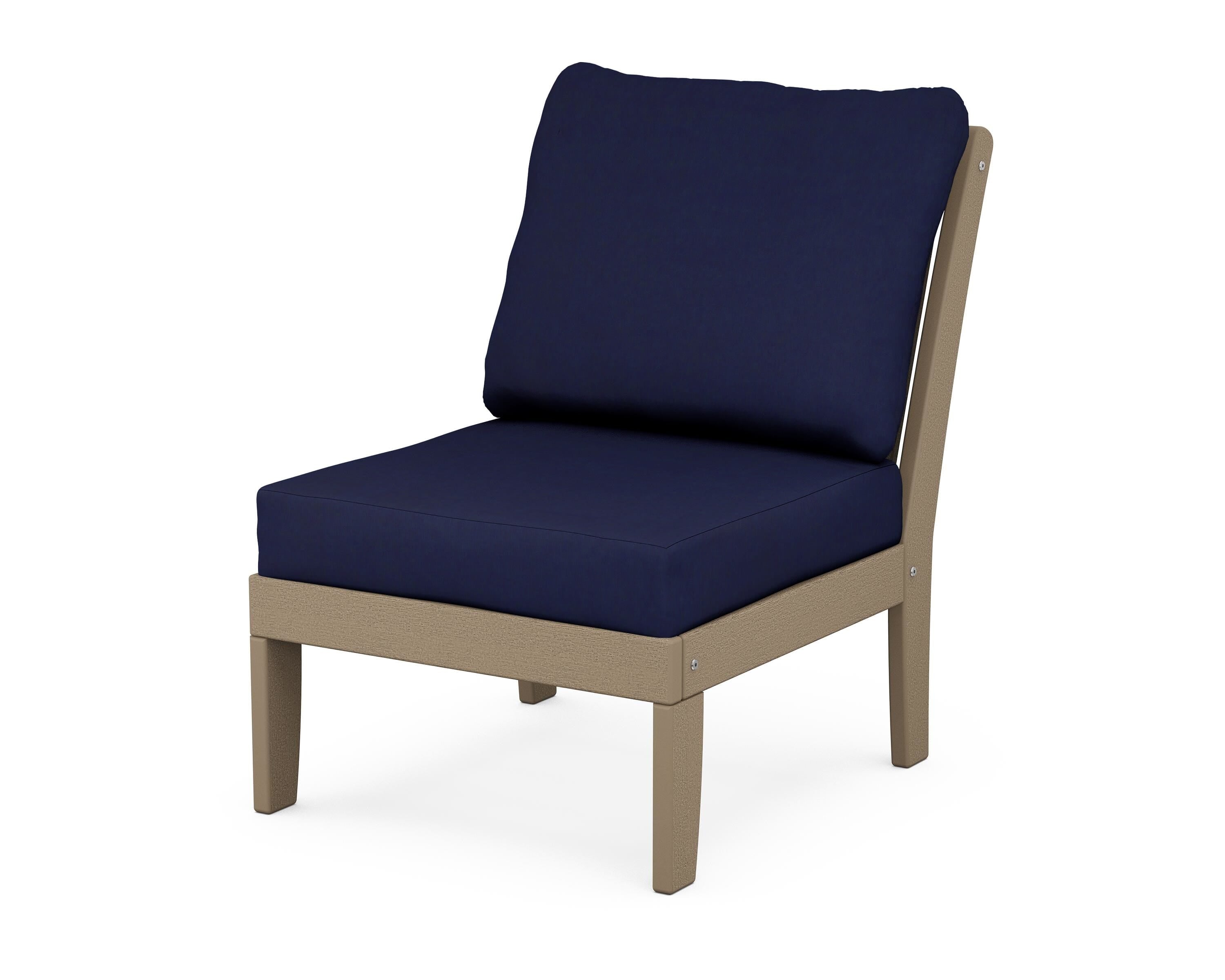 POLYWOOD® Braxton Modular Armless Chair in Vintage Sahara / Navy