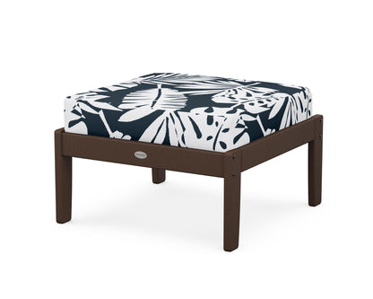 POLYWOOD® Braxton Deep Seating Ottoman in Mahogany / Leaf Marine Indigo