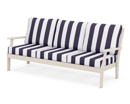 POLYWOOD® Braxton Deep Seating Sofa in Sand / Cabana Stripe Navy