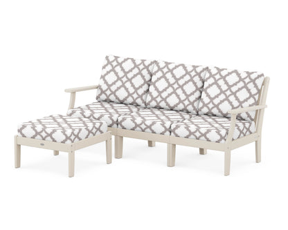 POLYWOOD® Braxton Modular 4-Piece Deep Seating Set with Ottoman in Sand / Trellis Grey Mist