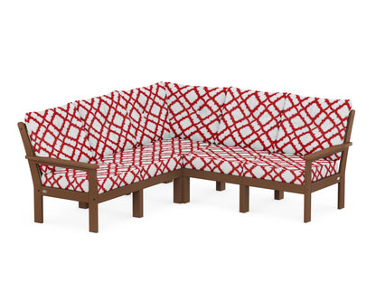 POLYWOOD® Vineyard 5-Piece Sectional in Teak / Trellis Crimson